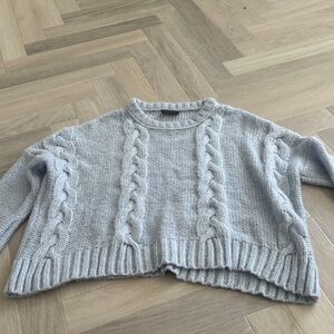 Wooden Ships Light Gray Cable Knit Sweater
